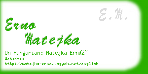 erno matejka business card